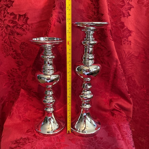 Elegant Silver-Look Candle Holders - Picture 2 of 8